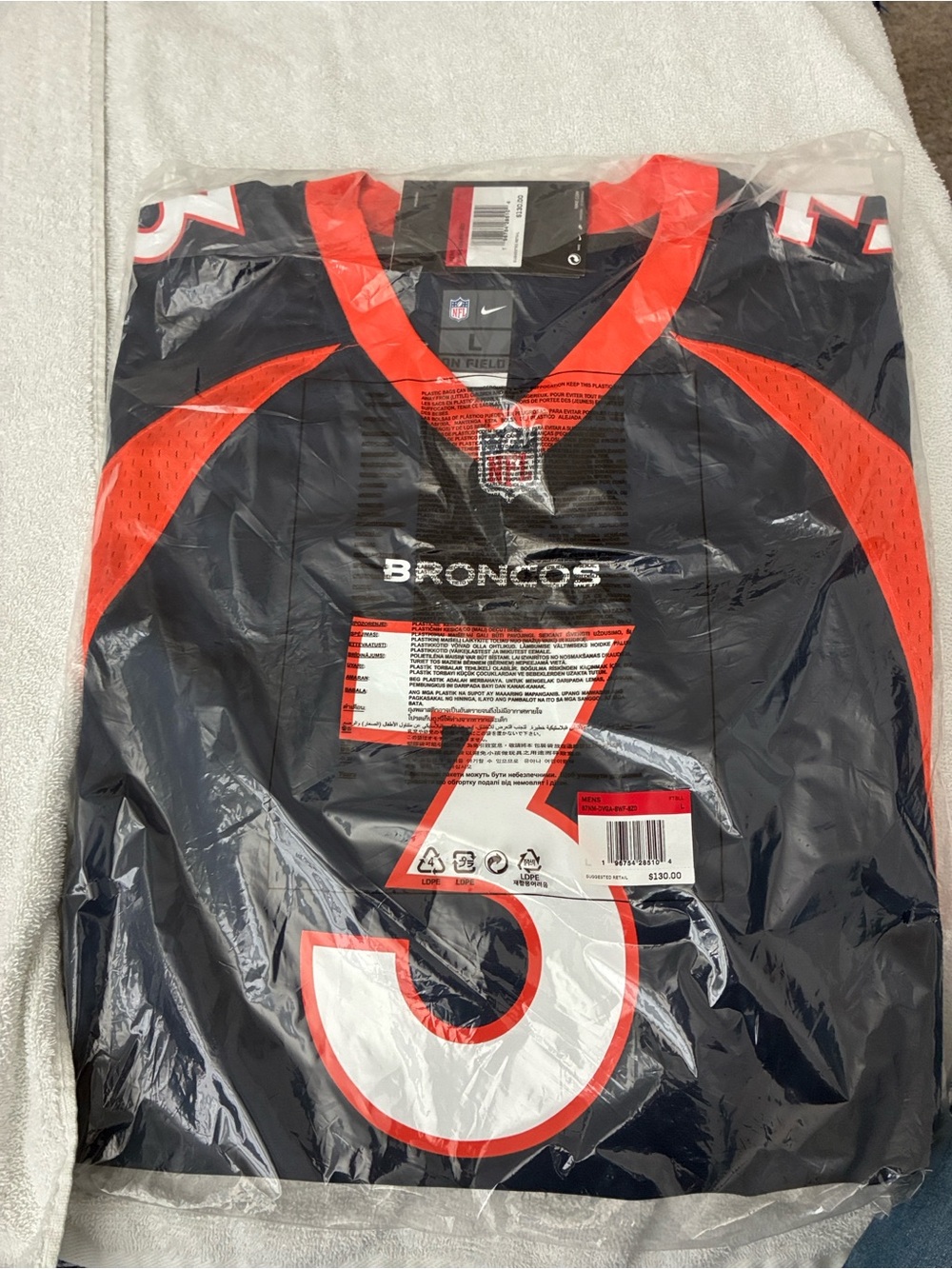 Nike Denver Broncos Navy Blue and Orange #3 Jersey - Picture 6 of 8